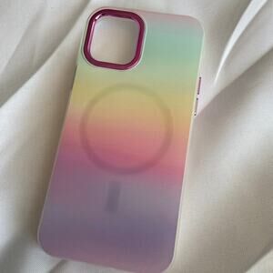Magnetic Soft Silicone Case for iPhone 12/12 Pro 6.1 inch Gradient Rainbow Color